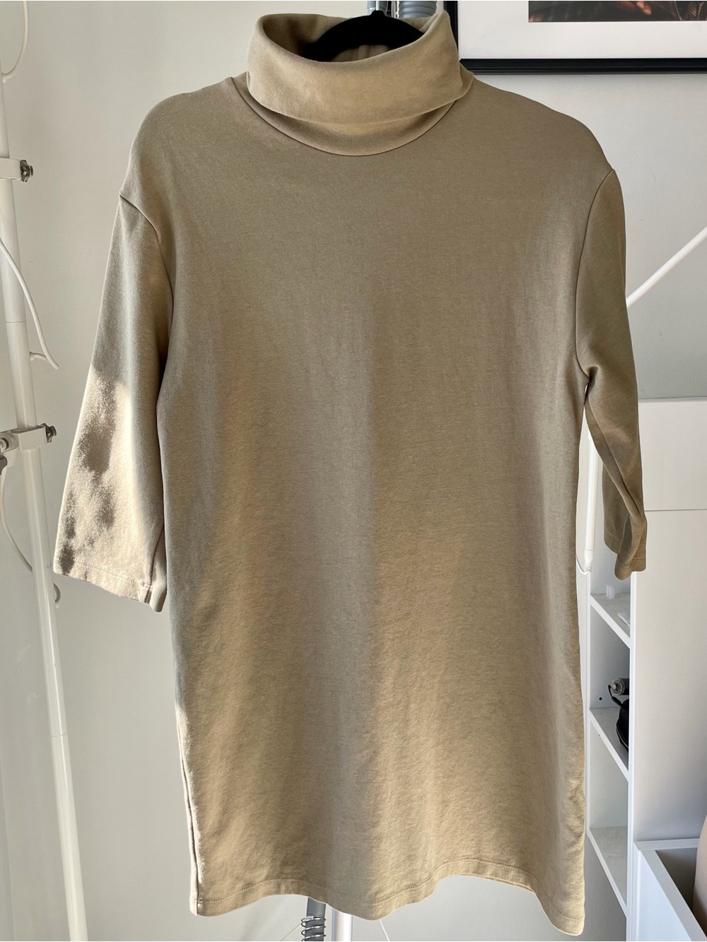 Zara Olive Green Sweatshirt Turtleneck Dress Small